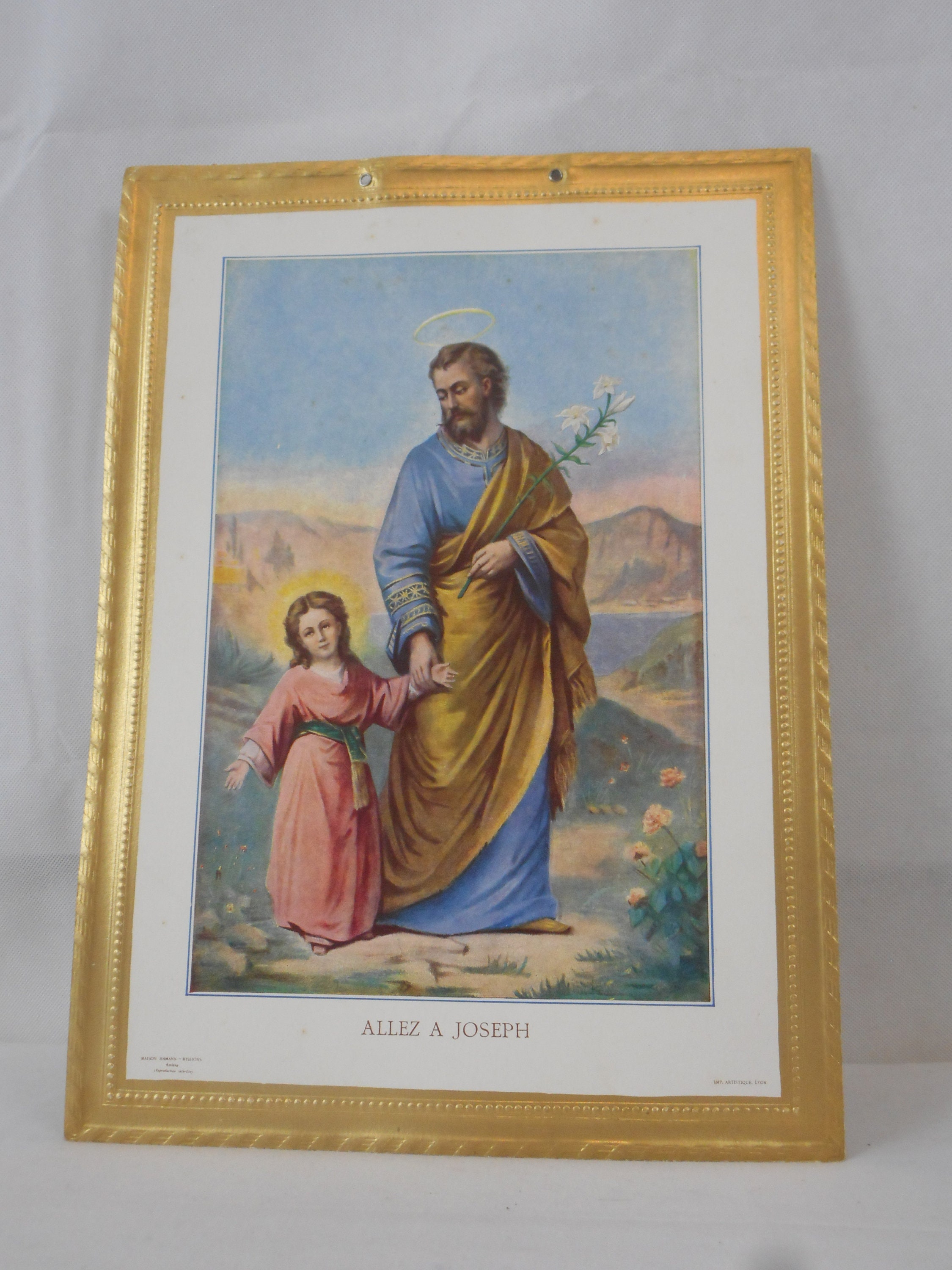 Superbe Vintage Français Image Religieuse/Impression Photo Murale Art Décoration Intérieure