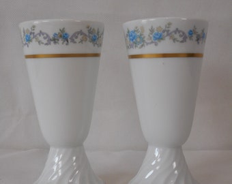 Pair of vintage French Limoges porcelain coffee cups / chocolate cups / vases