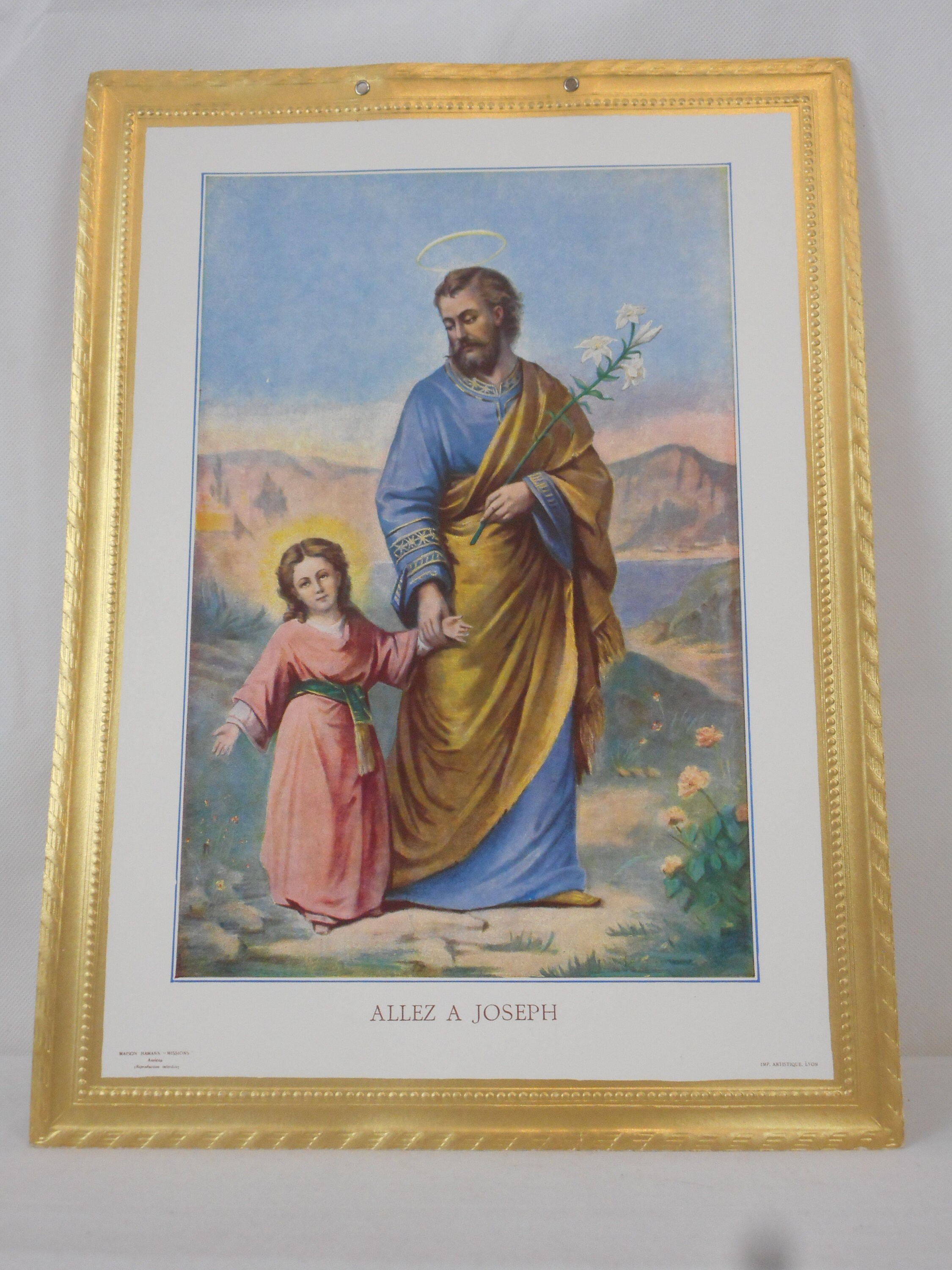Superbe Vintage Français Image Religieuse/Impression Photo Murale Art Décoration Intérieure