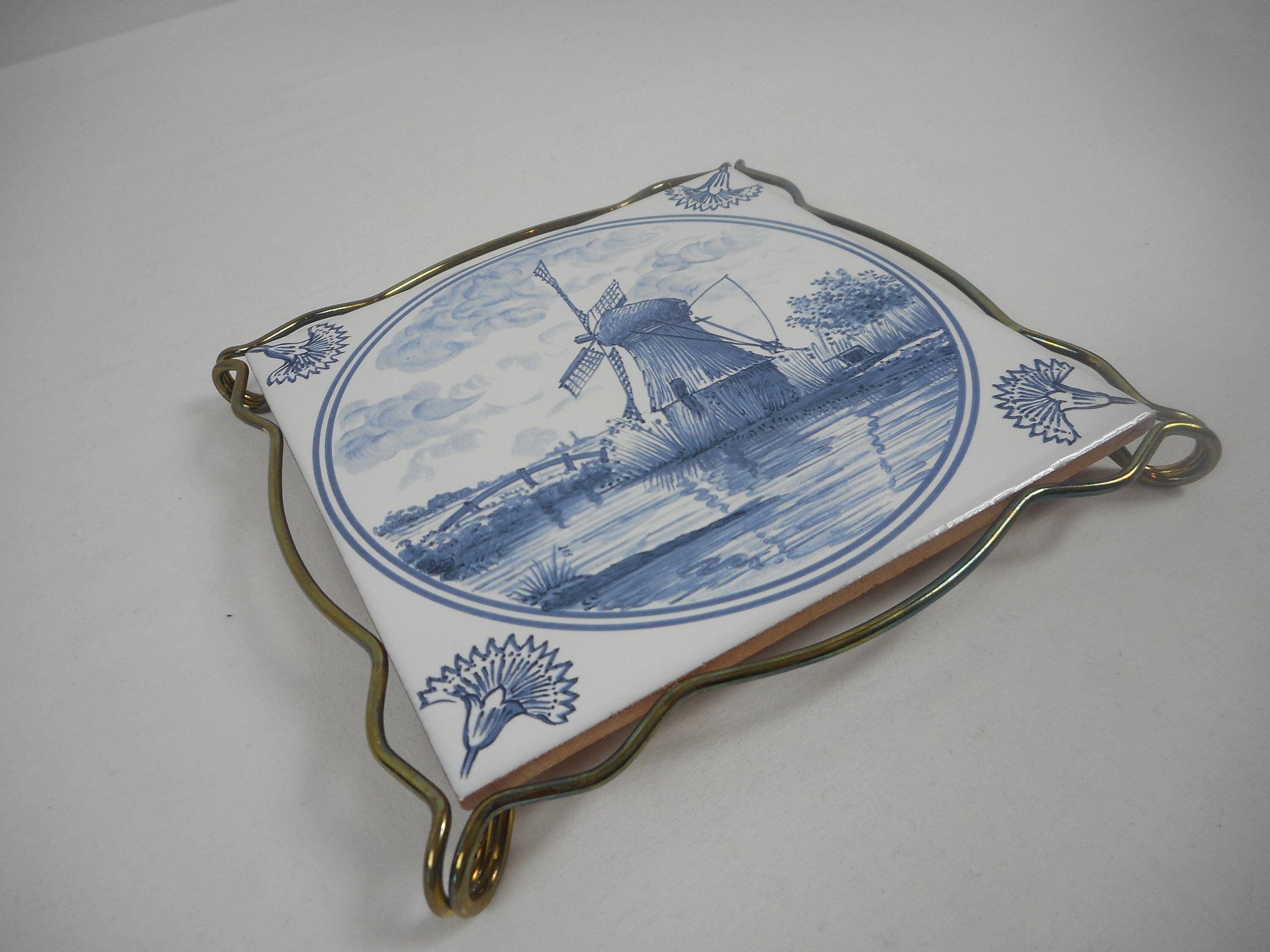 Superbe Stand de Trivet en Céramique Vintage Français Forme Décorative/Support Casserole