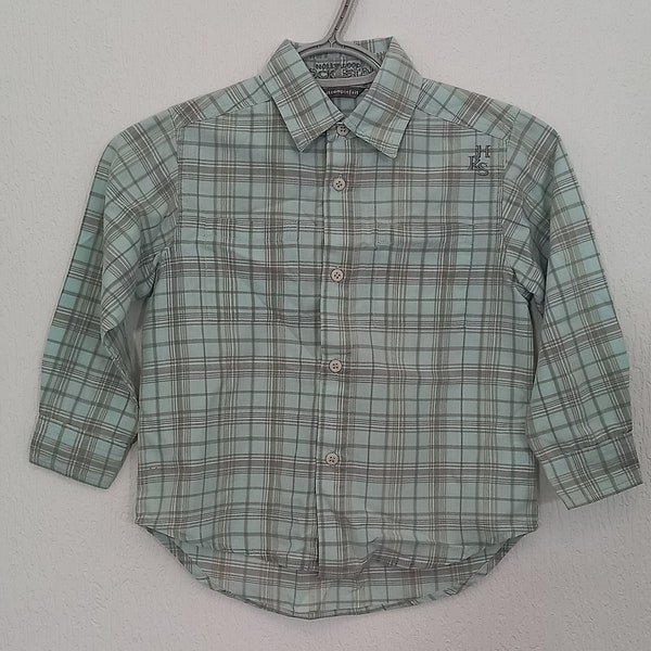 French Tout Compte Fait Boys Turquoise Plaid Shirt Age 6 Years