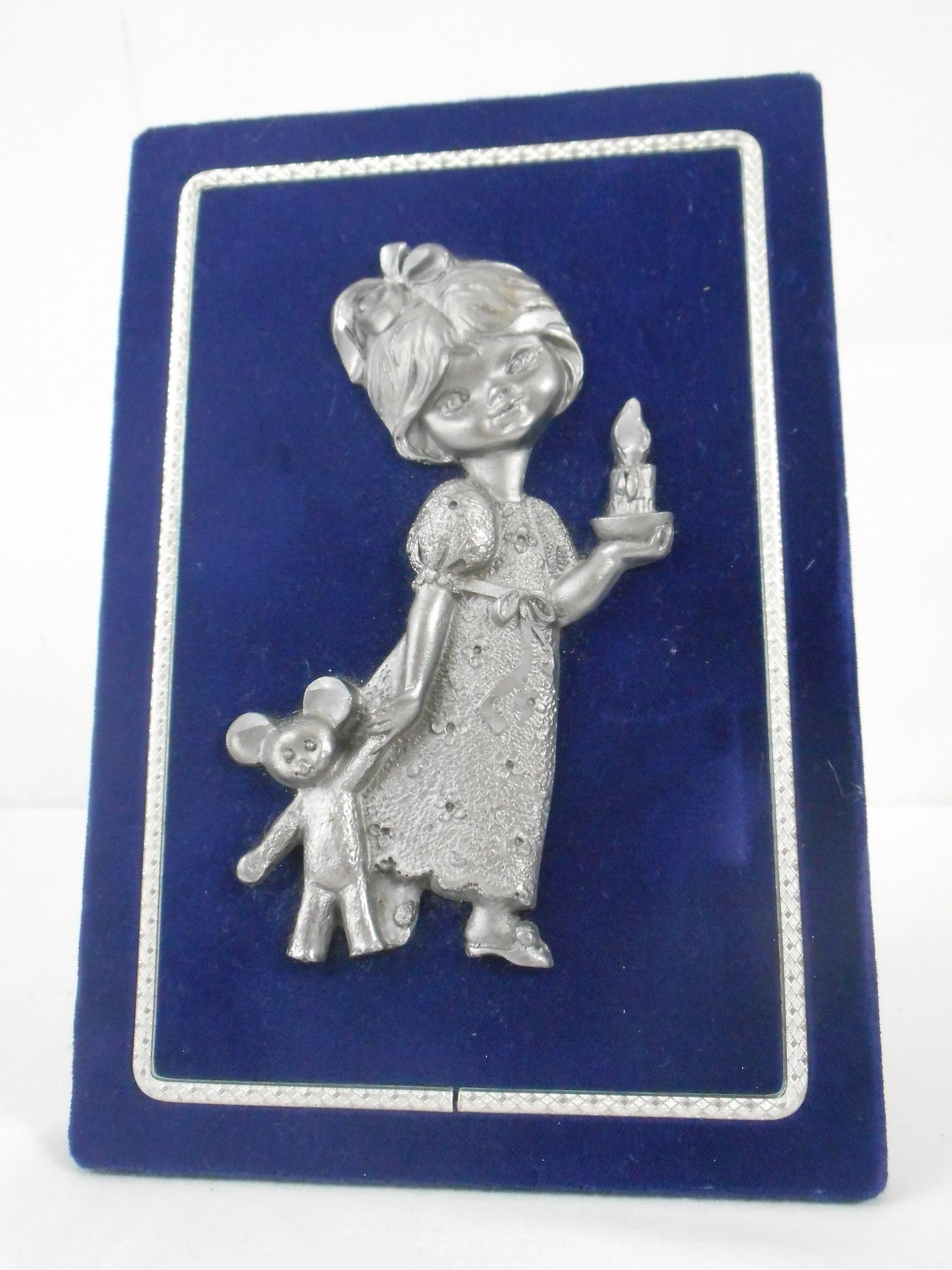 Superbe Français Vintage Photo d'étain Autoportante