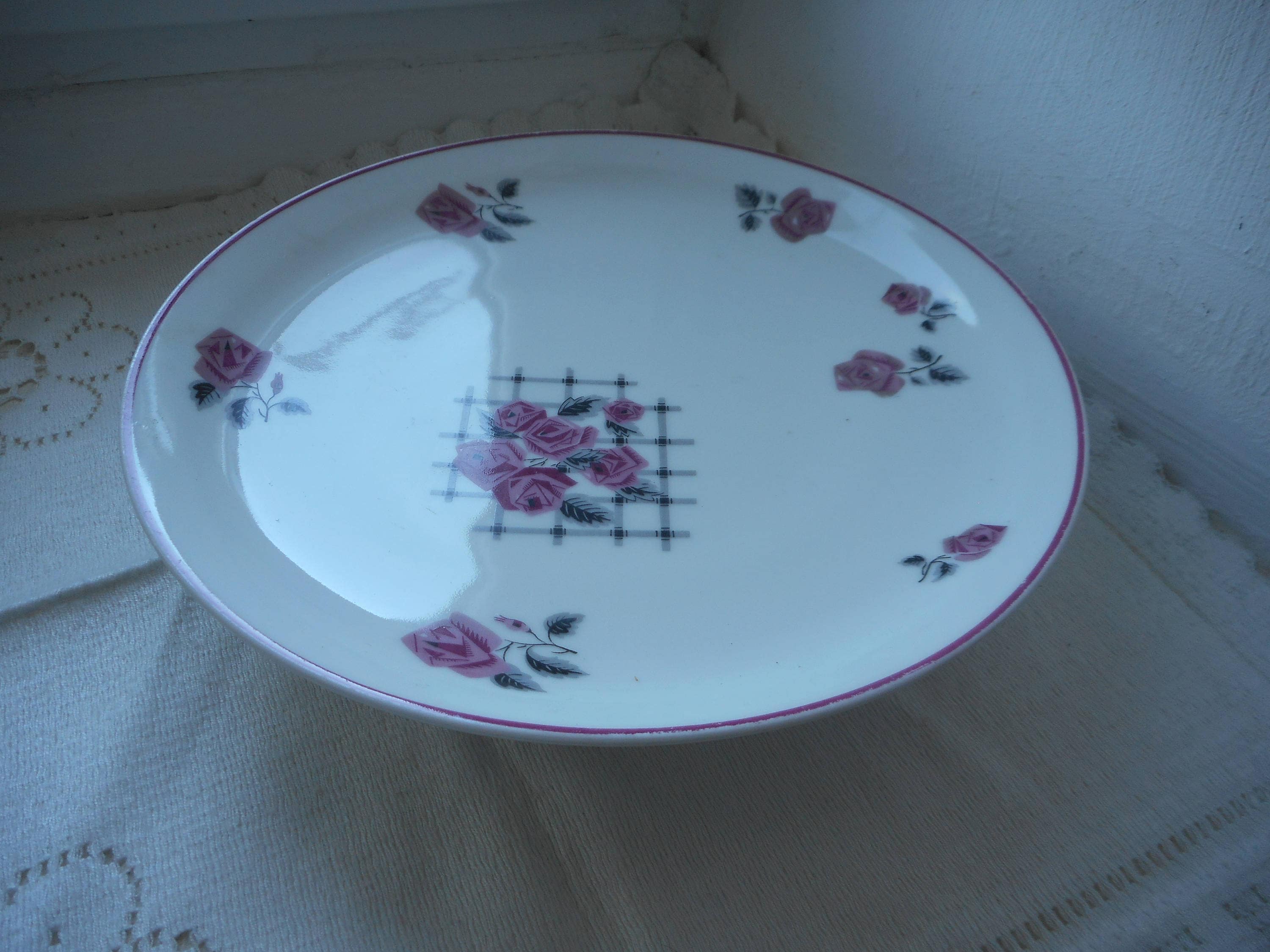 Superbe Stand Décoratif de Gâteau Piédestal en Porcelaine Limoges