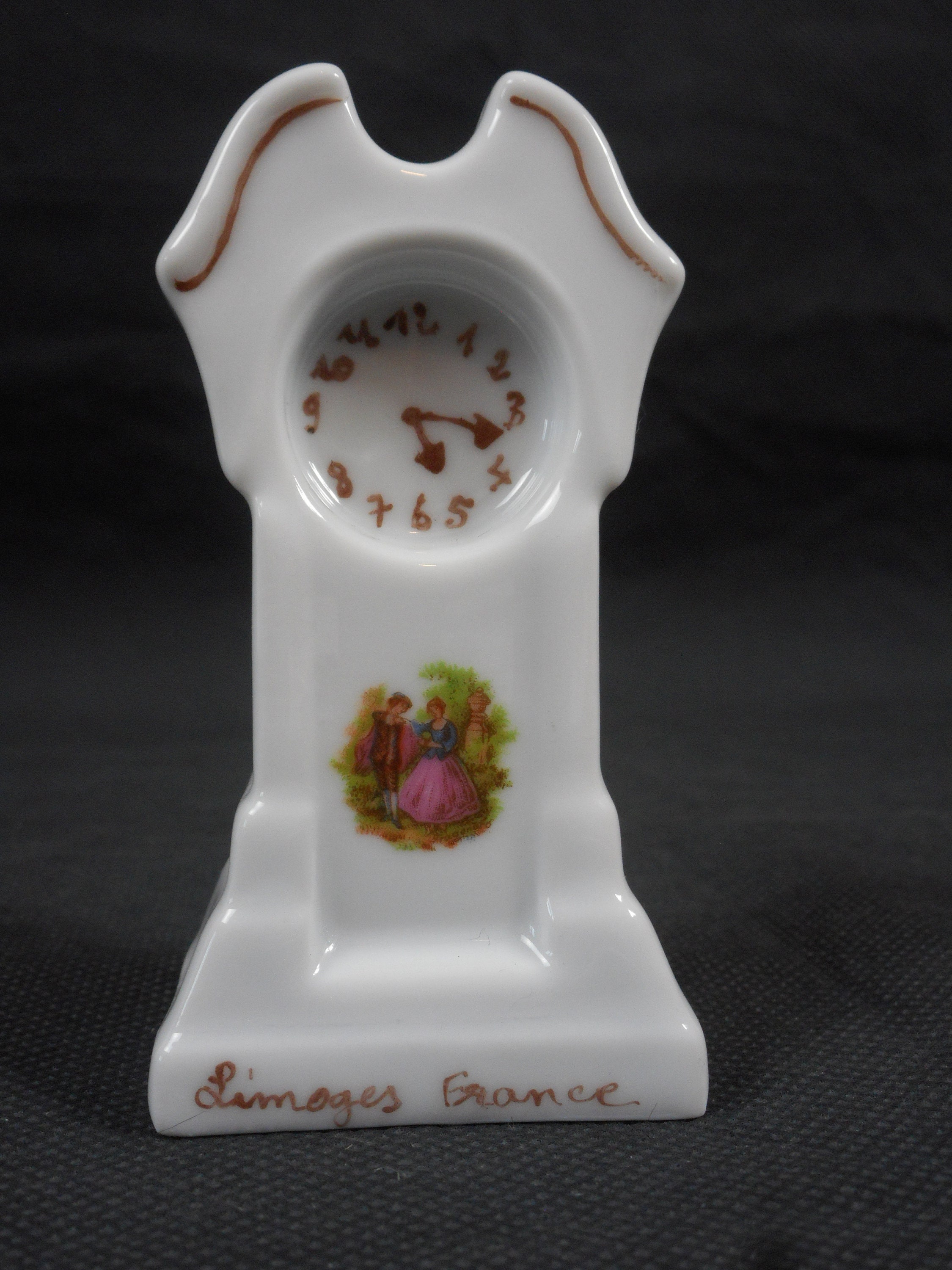 Superbe Vintage Porcelaine de Limoges Petit Ornement d'horloge Miniature à Collectionner