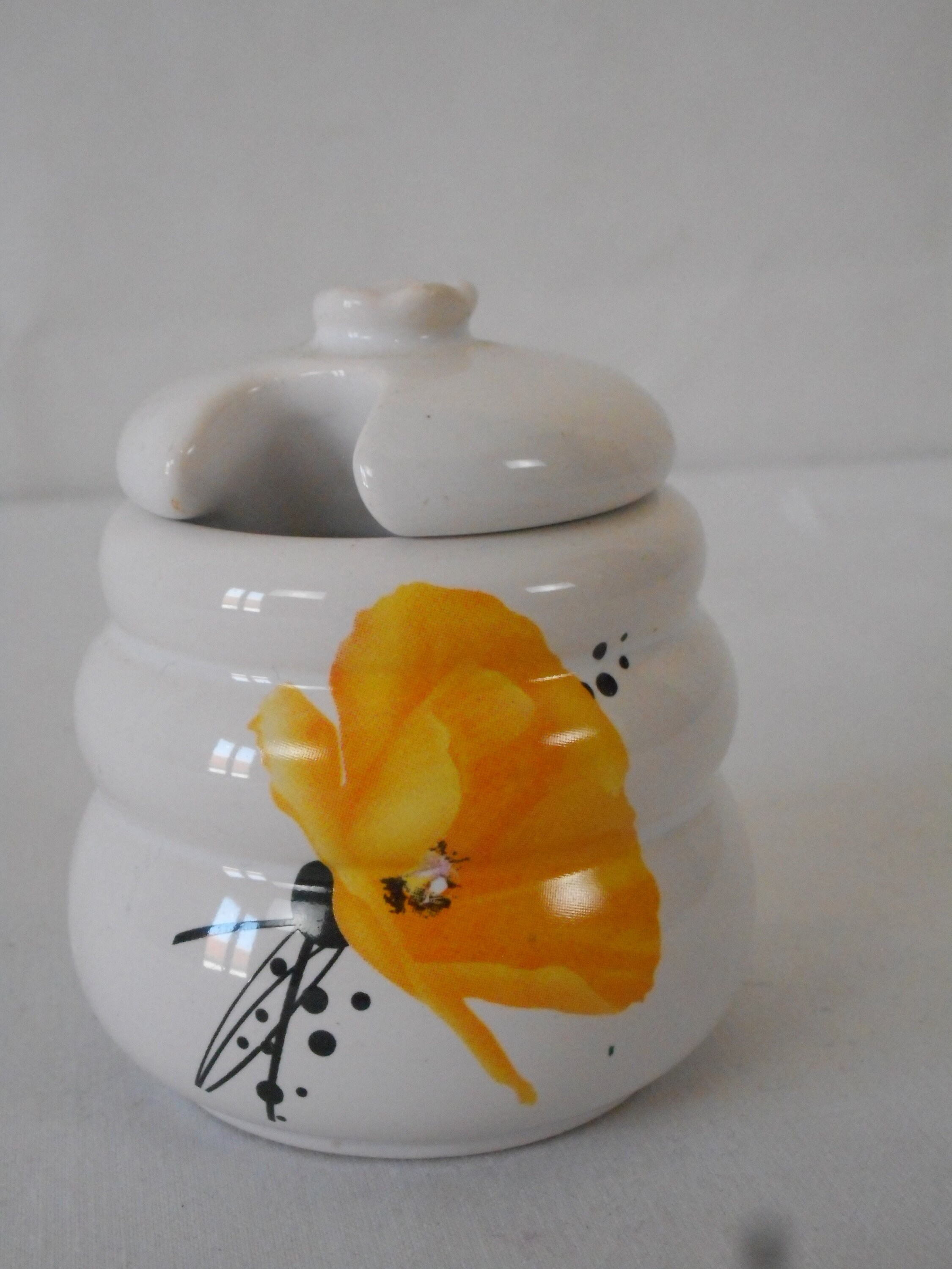 Vintage Français Petit Pot/À Miel Couvercle en Céramique