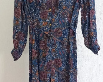 Vintage French Nathalie Anderson Long Sleeved Dress / Party Dress / Summer Dress / Evening Dress