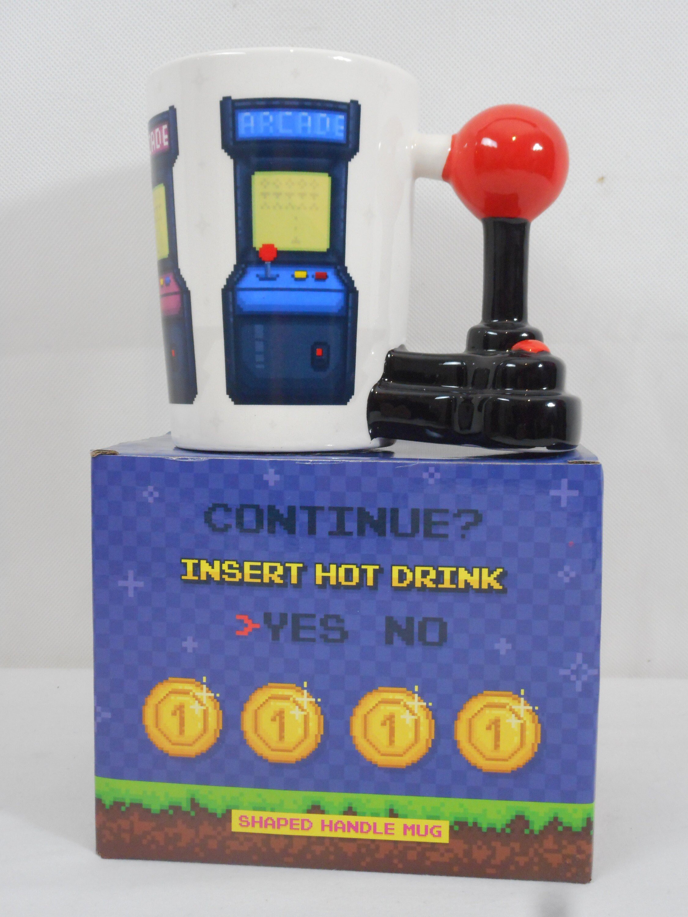 Belle Boîte Faite à La Main Nouveauté en Céramique Arcade Joystick Tasse Café/Thé Cadeau
