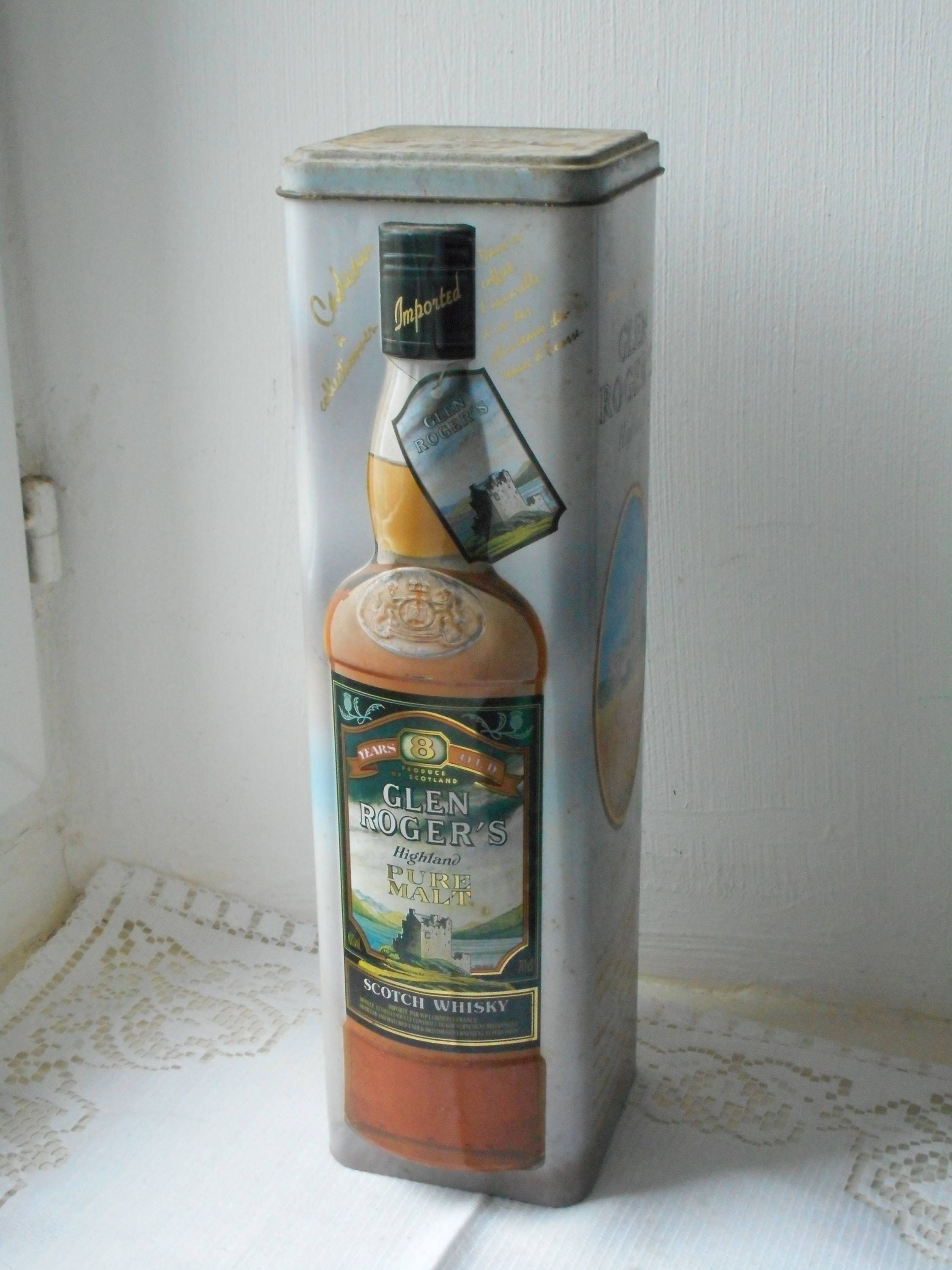 Vintage Glen Rogers Whisky Étain/Boîte de Stockage Collection