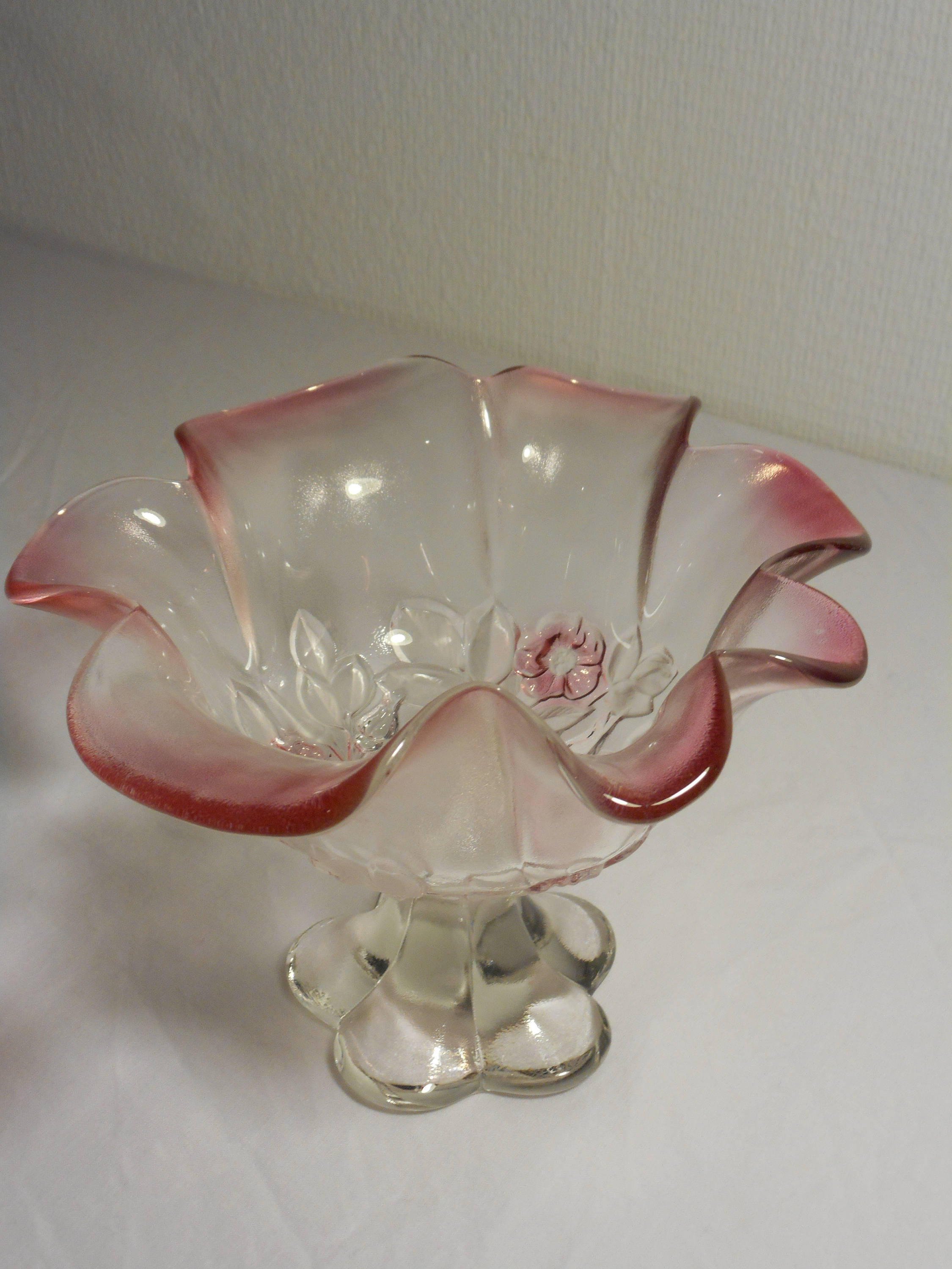 Superbe Vase/Bol Ornement Décoratif en Verre Vintage Français Fait à La Main