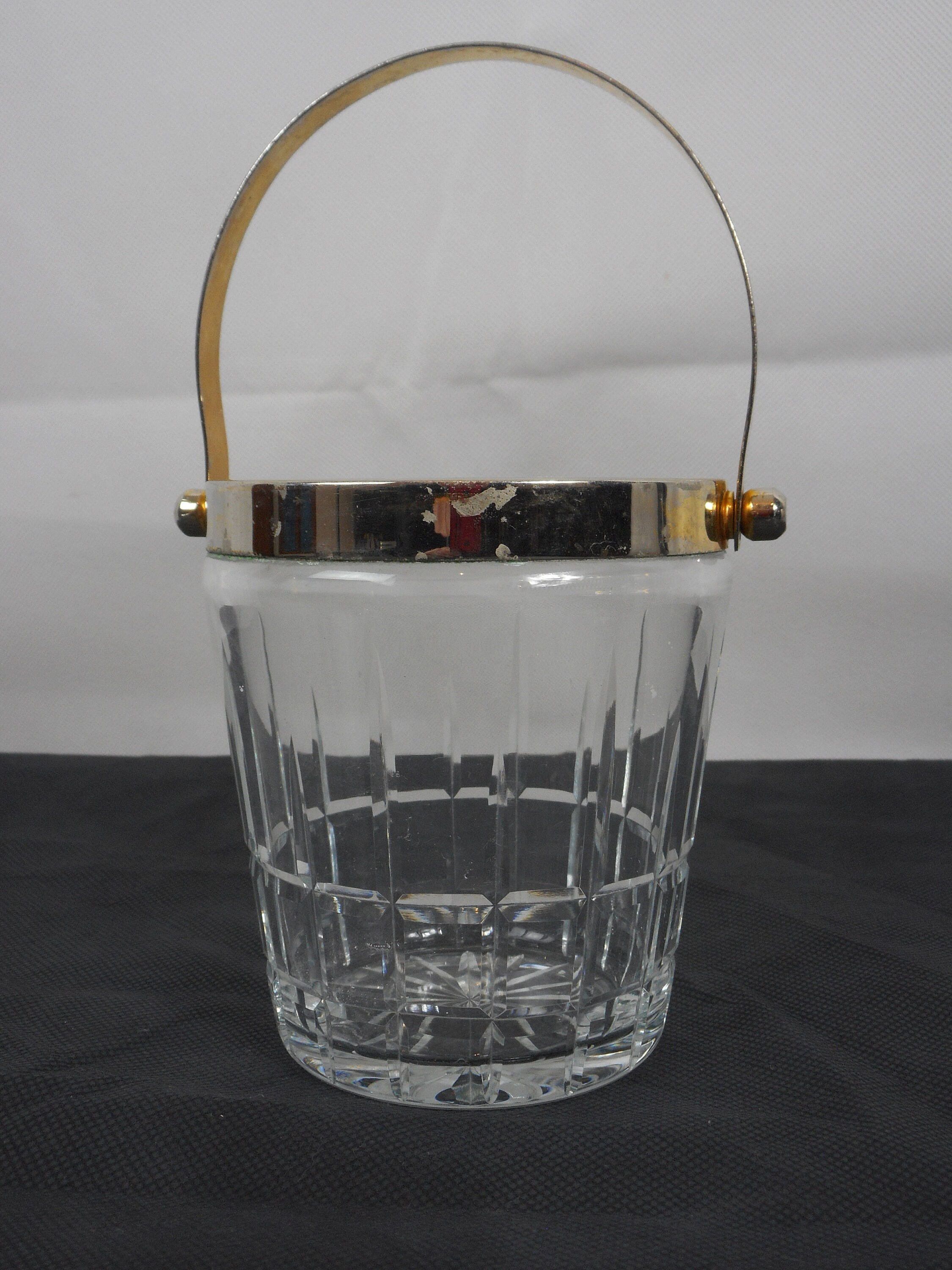 Superbe Seau Français Glace en Verre Décoratif