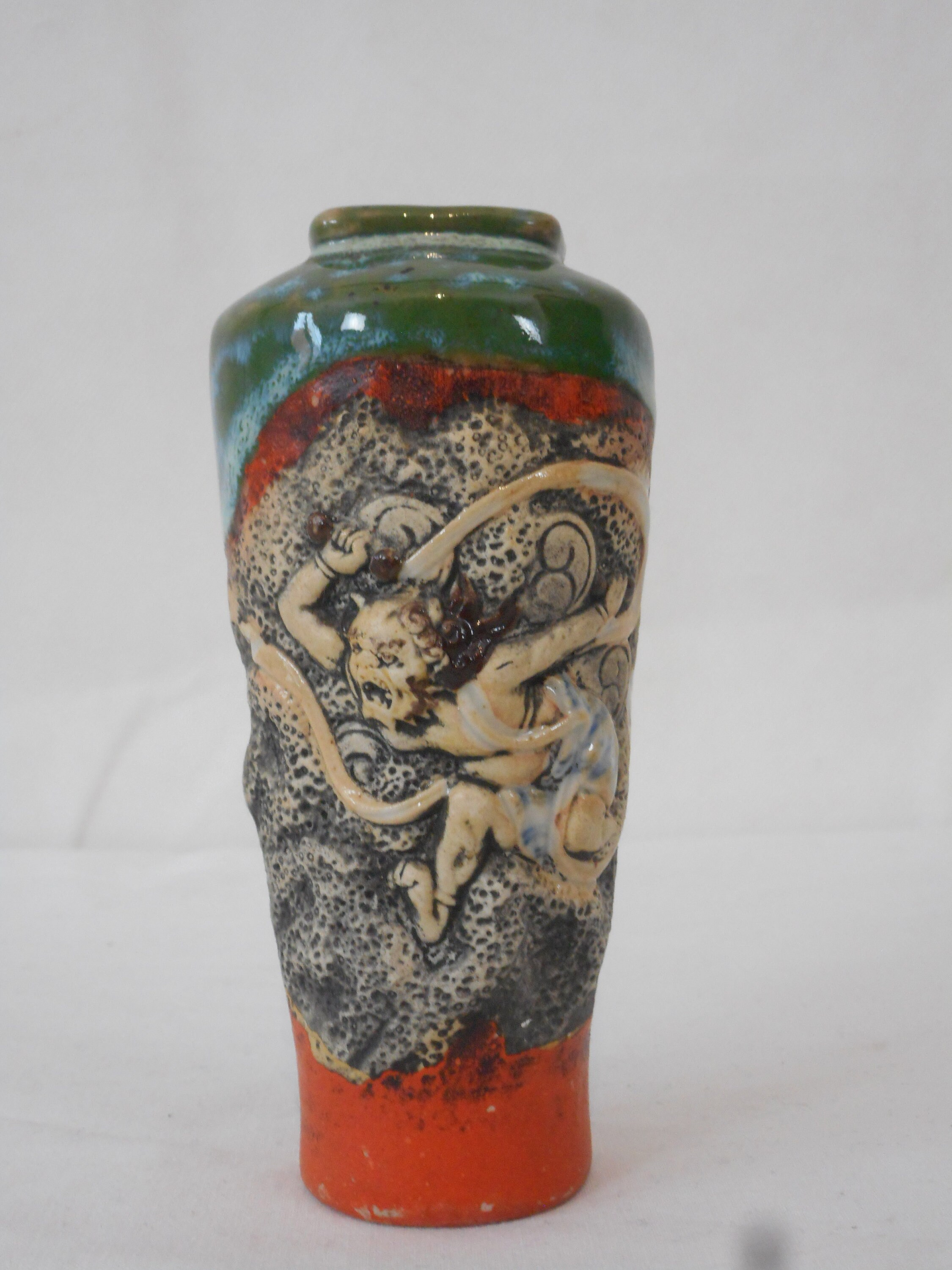 Vintage Français Peint à La Main en Céramique Décoratif Petit Vase Miniature