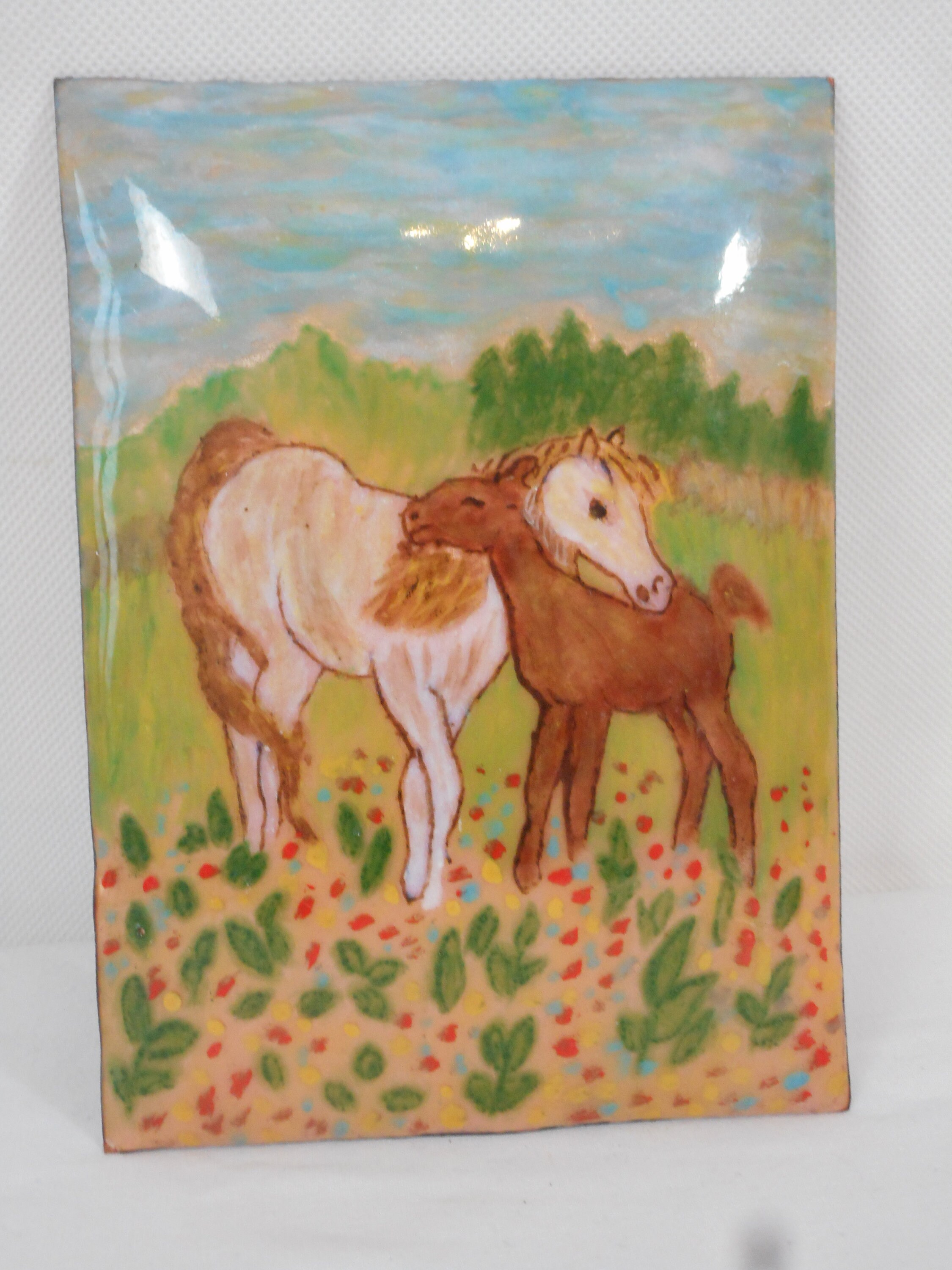 Vintage Français Plaque d'émail Peinte à La Main Limoges/Photo