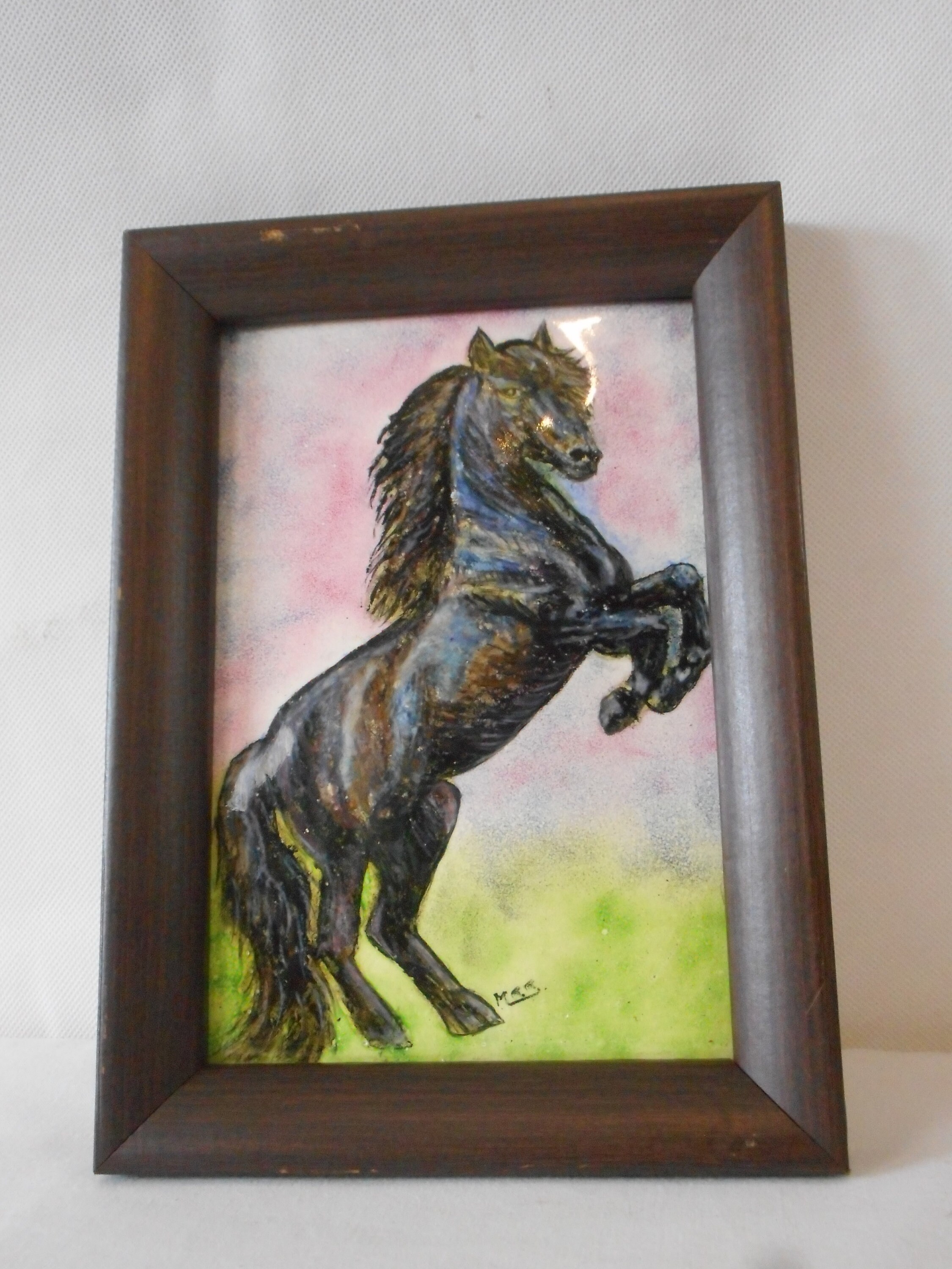 Vintage Français Plaque d'émail Peinte à La Main Limoges/Photo