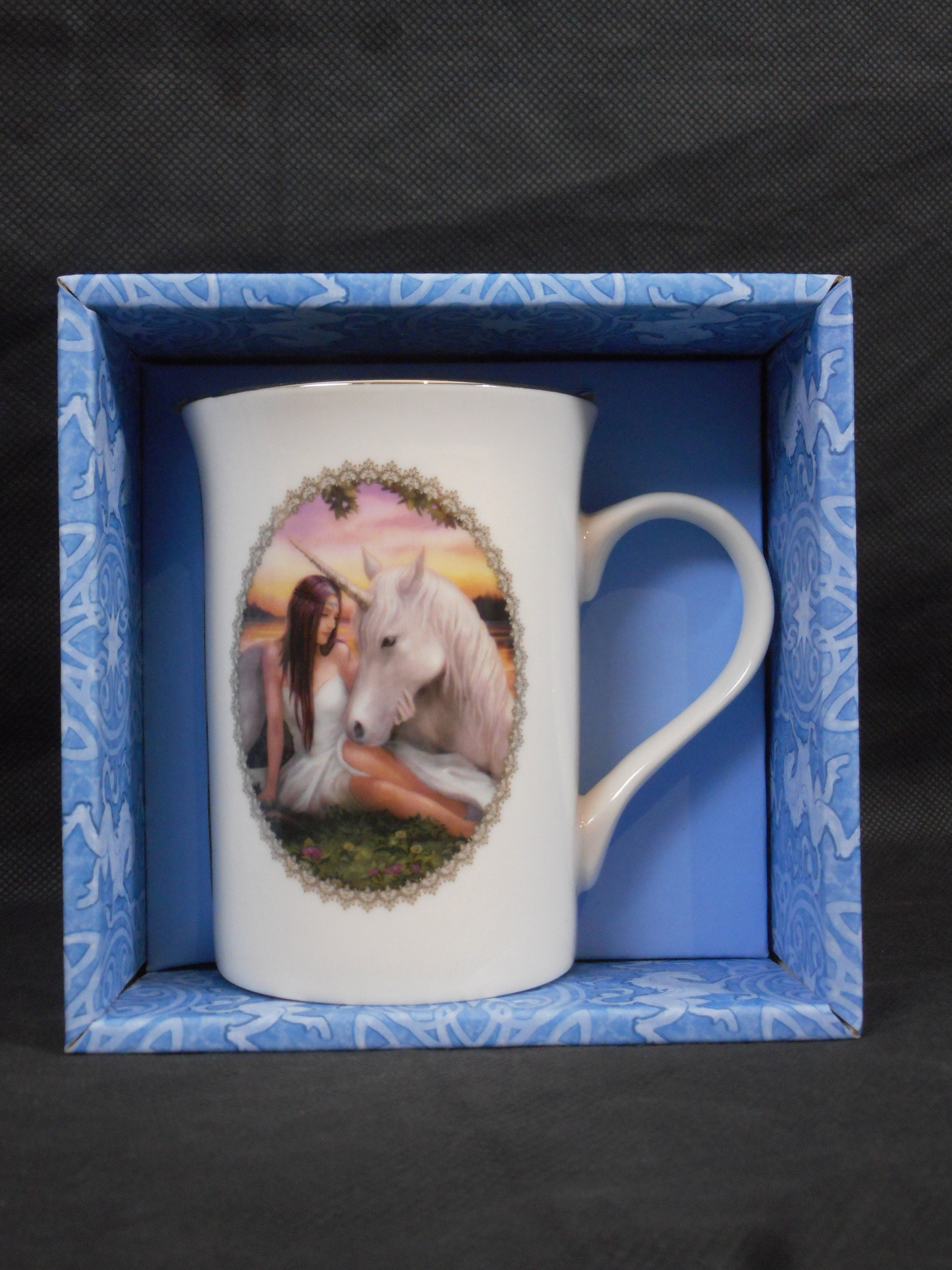 Belle Tasse à Café en Céramique Ann Stokes Unicorn en Boîte/Thé Cadeau