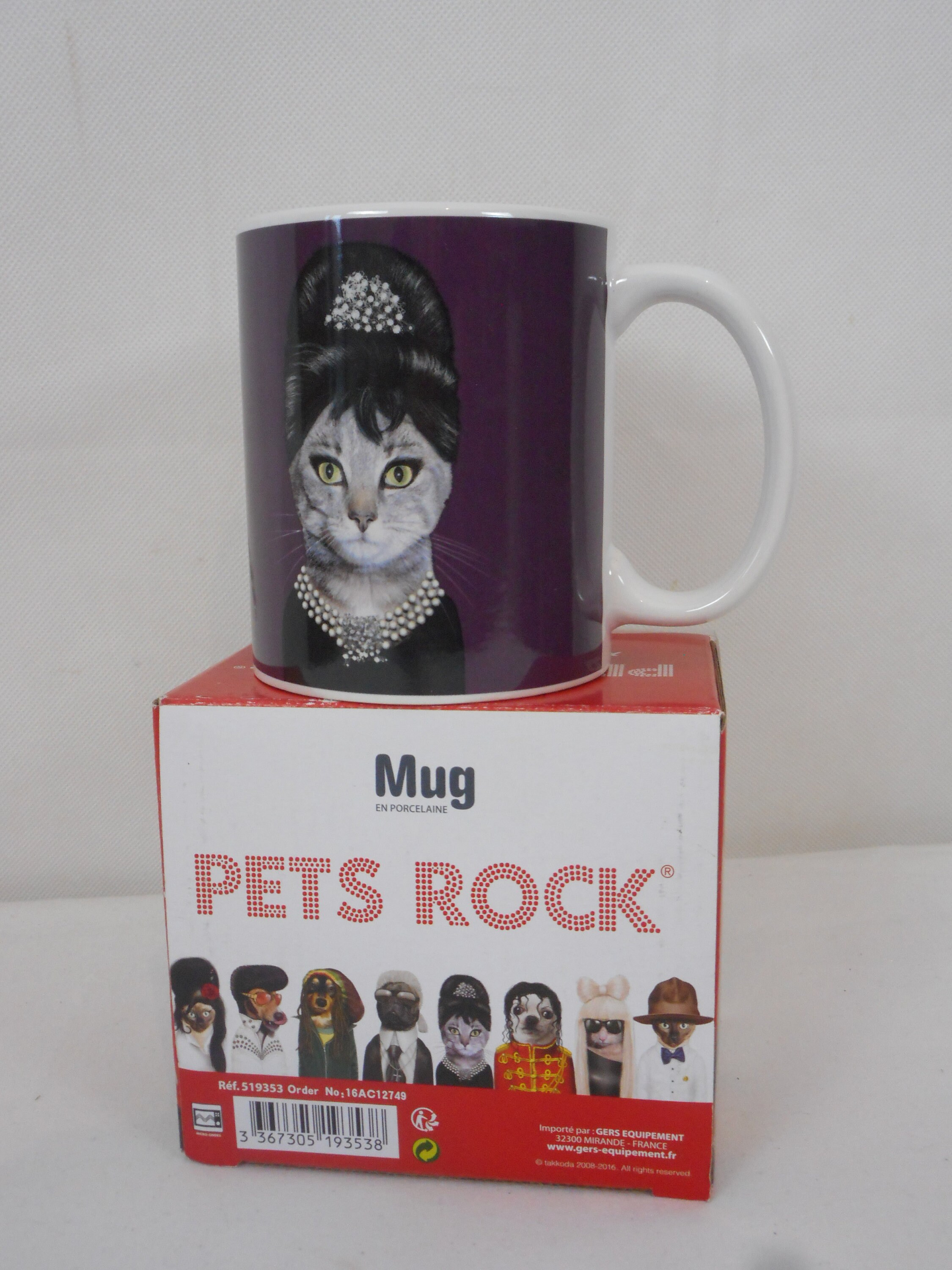 Belle Boîte Faite à La Main en Céramique Pets Rock Cat Conçu Tasse Café/Thé Cadeau