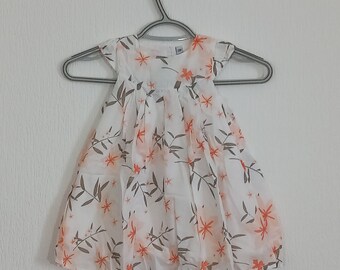 French Peach and Grey fully lined cotton babies dress age 23 months