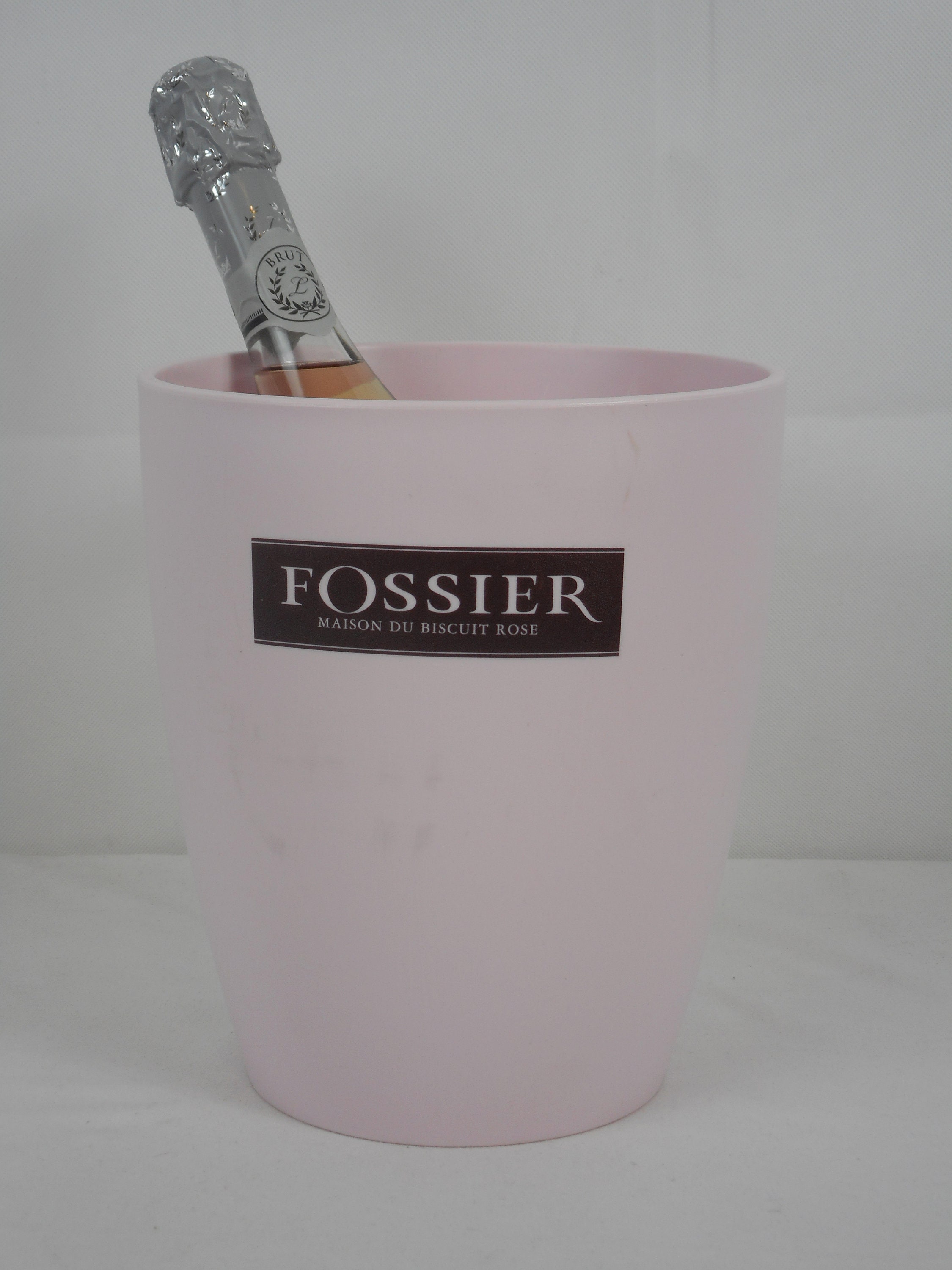 Superbe Seau Français Biscuit Fossier Maison Rose Champagne en Plastique