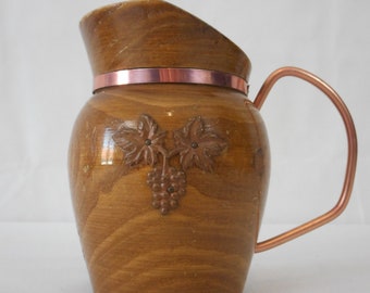 vintage French hand made wooden creamer / milk jug