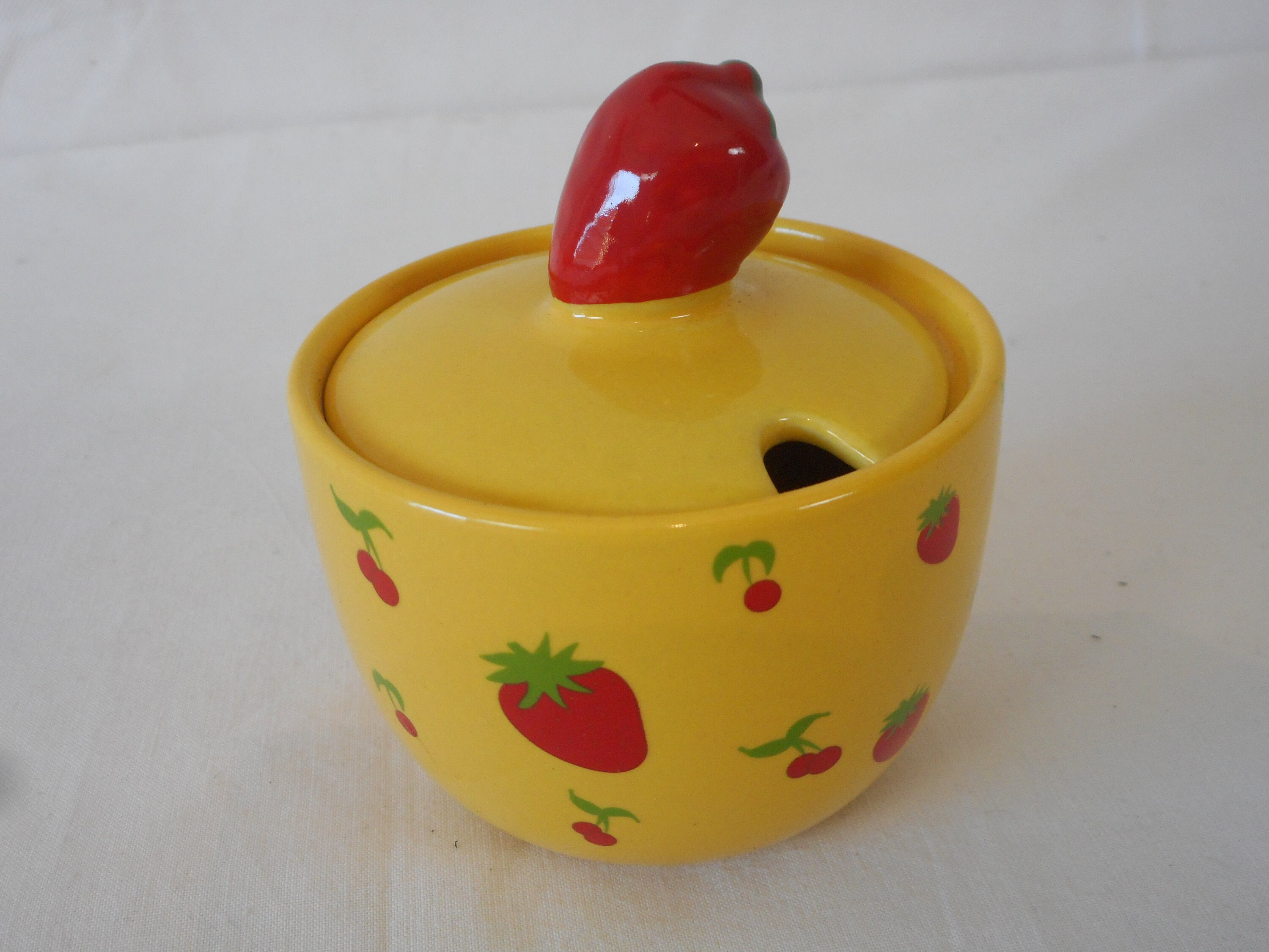 Pot de Confiture Vintage Français à Couvercle en Porcelaine
