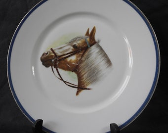 vintage French Limoges porcelain decorative horse plate