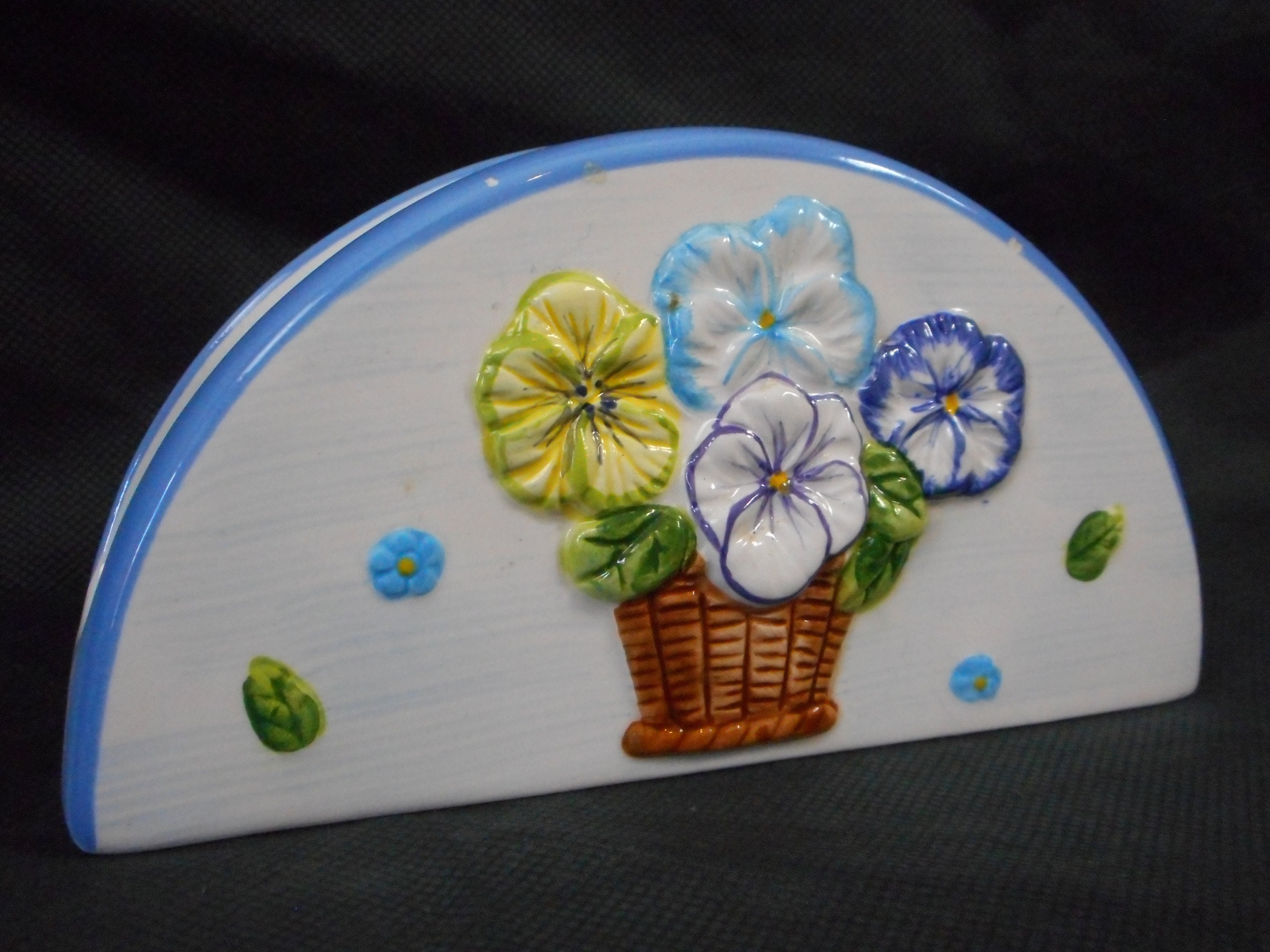 Porte-Serviettes en Céramique Vintage Français Peint à La Main/Porte-Lettres