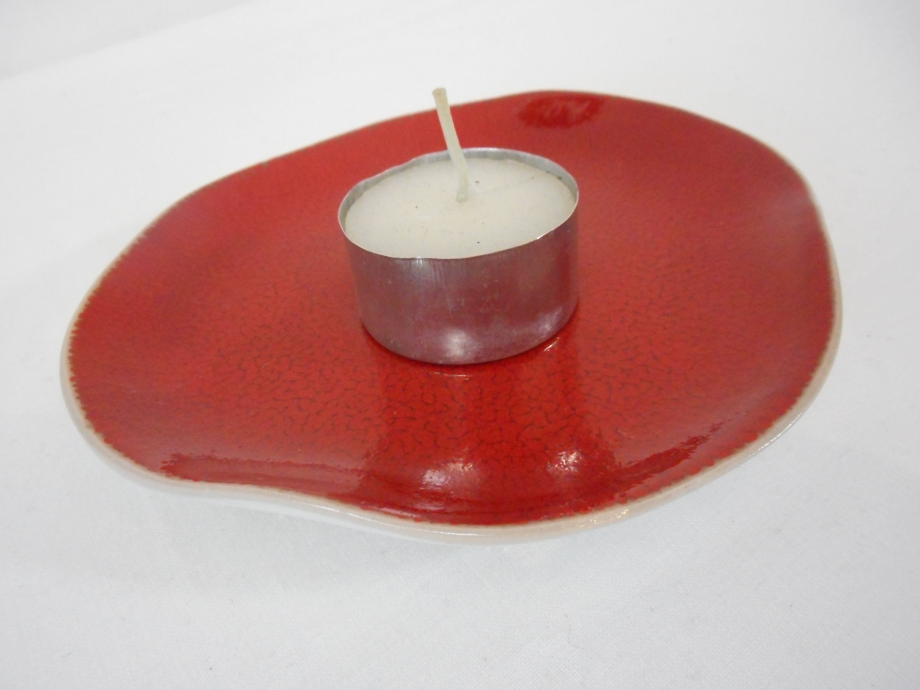 Superbe Vintage Français Support de Lumière Thé Glacé en Céramique/Soucoupe