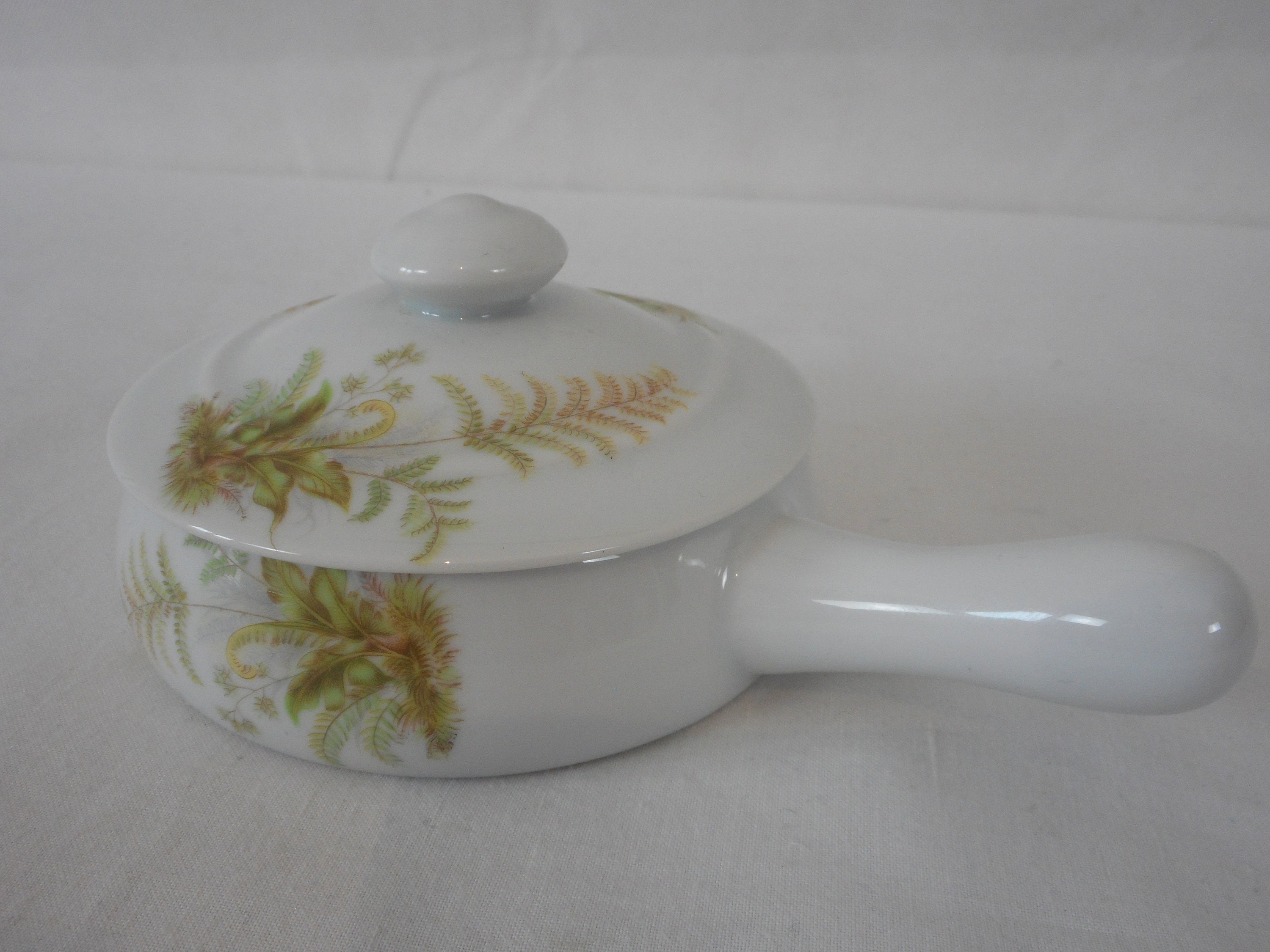 vintage français petite poêle à raclette couvercle en porcelaine/ornement vaisselle