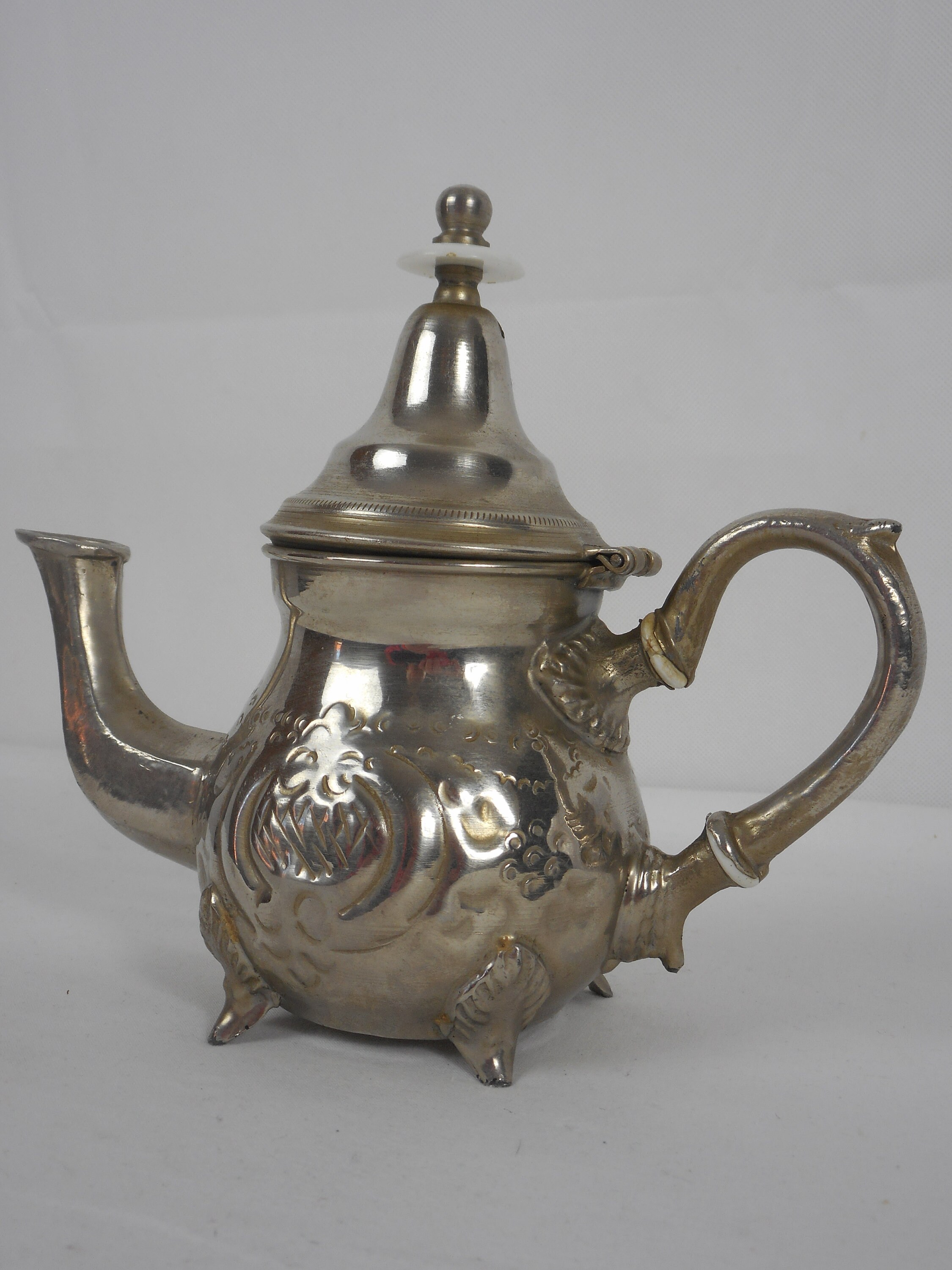 Superbe Vintage Arabe Chromé Lidded Thé/Cafetière