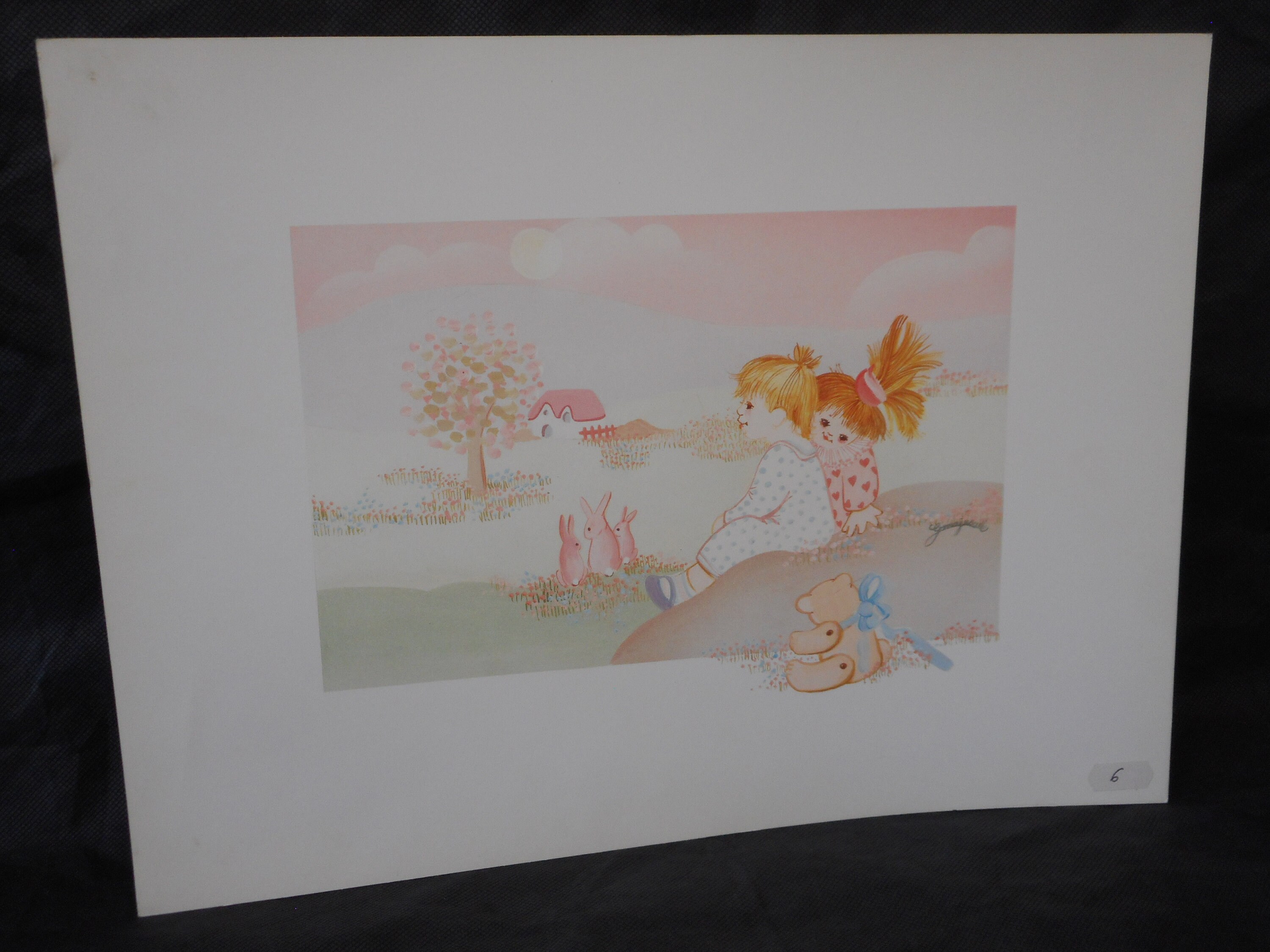 Vintage Français Signé Childrens Picture/Print Wall Picture Art Home Décor