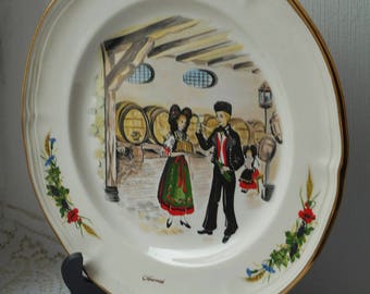 stunning vintage French porcelain decorative collectible plate