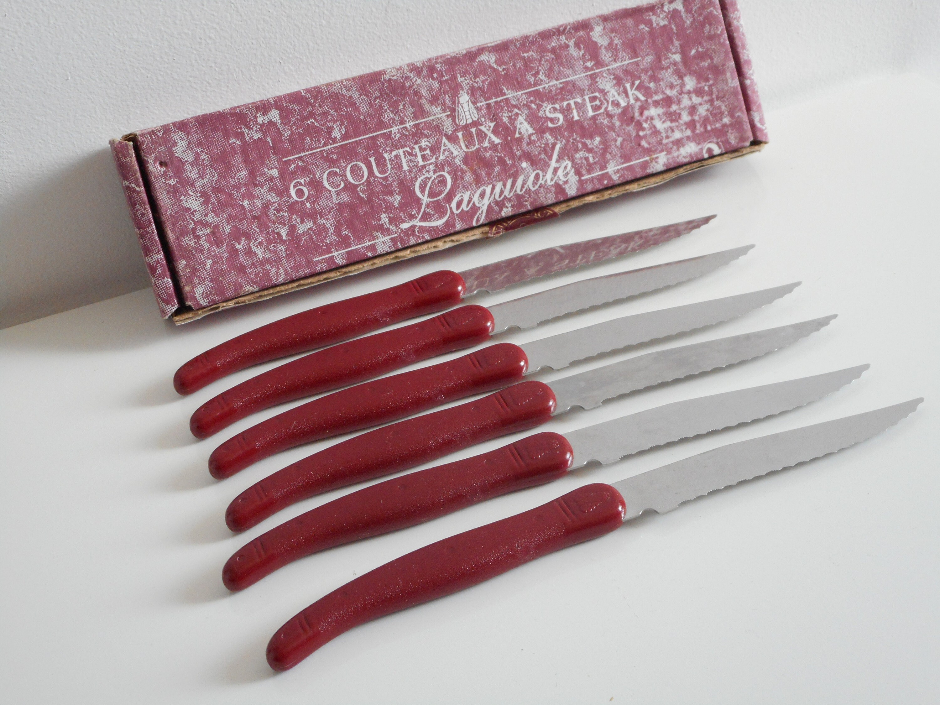 Ensemble de 6 Français Couteaux à Poisson/steak Laguiole Vintage avec Poignées en Plastique