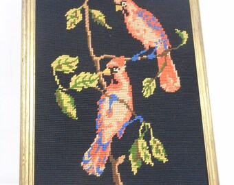 stunning vintage French Framed tapestry / cross stitch picture