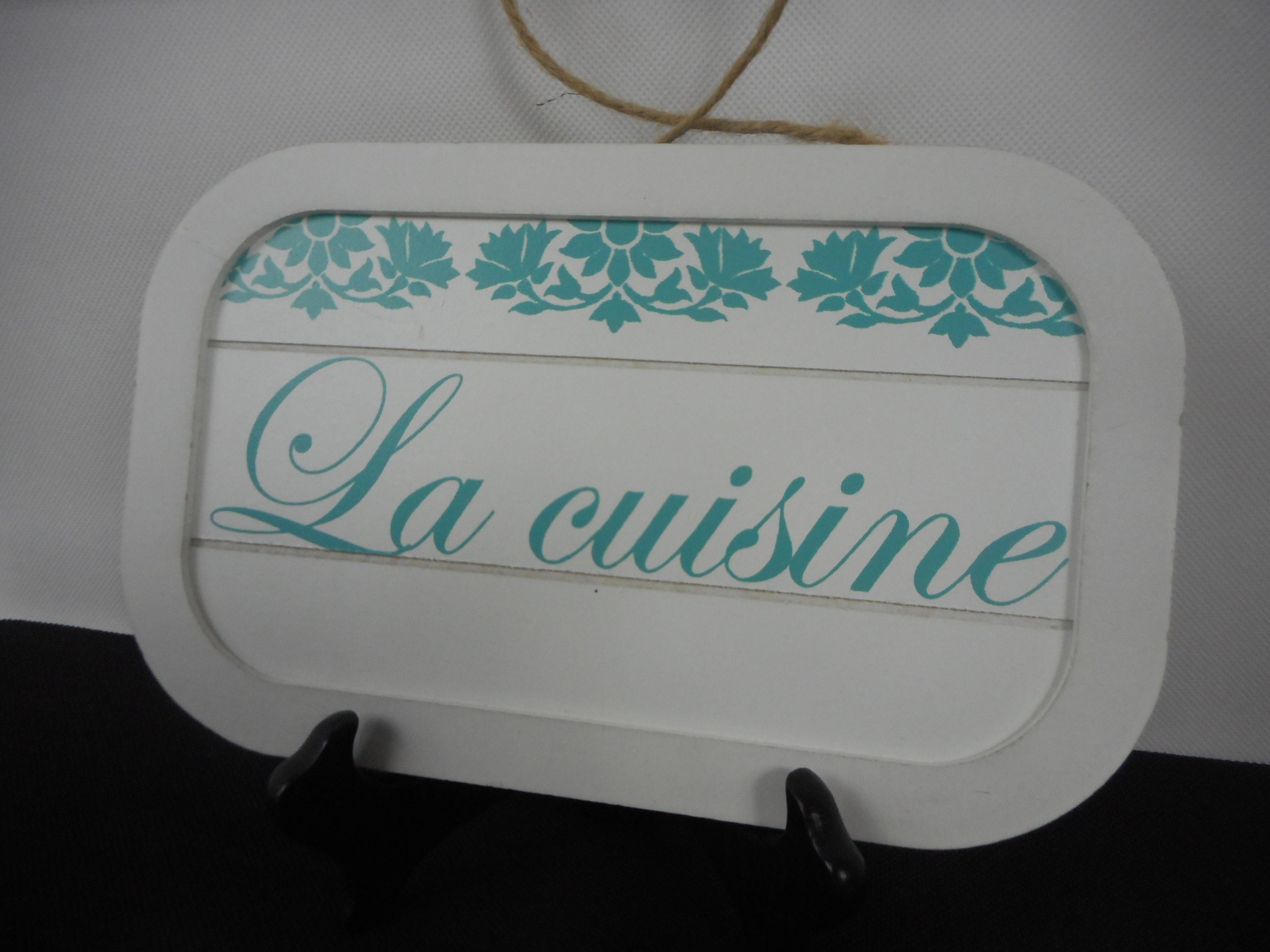 Français Cuisine en Bois Faite à La Main/Plaque de Porte Cuisine