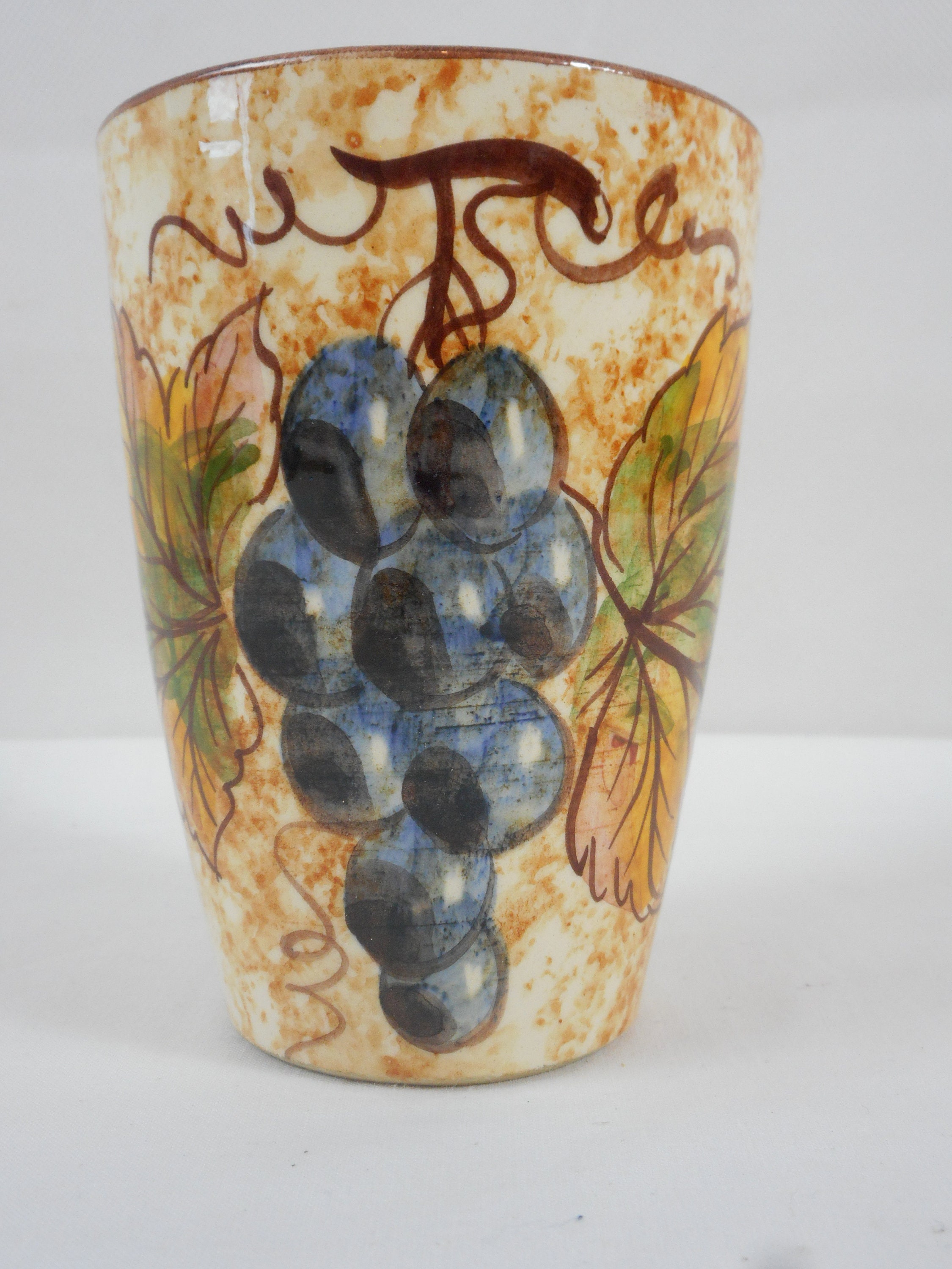 Vintage Français Peint à La Main Vase/Tasse Ornement