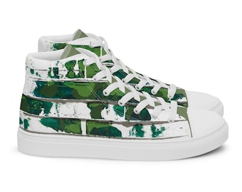 High top canvas sneakers - 'Green Man' Abstract Art Graphic Print