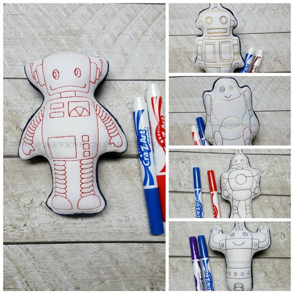 Robots SET In The Hoop Doodle-It  Machine Embroidery Design