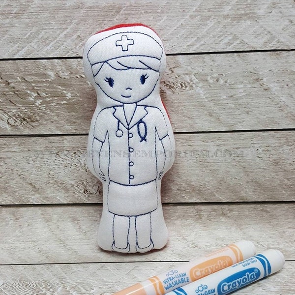Classic Old School Traditional Nurse Girl In The Hoop Doodle-It  Machine Embroidery Design
