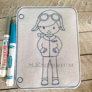 Pilot Pilot im Hoop Doodle-It Coloring Seite Machine Embroidery Design