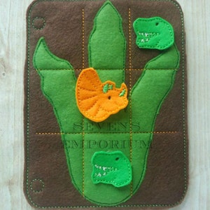 Dinosaur Tic Tac Toe Game Activity Page Quiet Book Machine Embroidery Design image 5