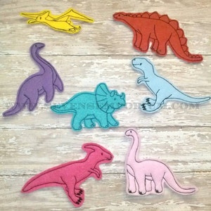 Dinosaurier-Set von 7 FELTIES In der Hoop Maschine Stickerei Design