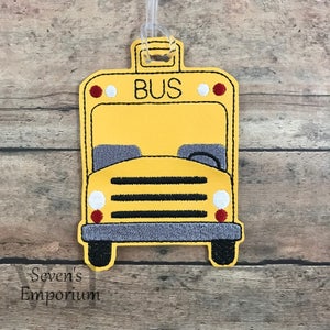 Bus Luggage Bag Tag Feltie Machine Embroidery Design