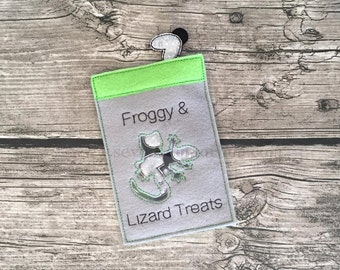 Froggy and Lizard Food and Pet Treats Felt Pretend In The Hoop Machine Embroidery Design