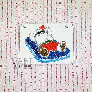 Pool Floatie Santa Coloring Page  Machine Embroidery Design