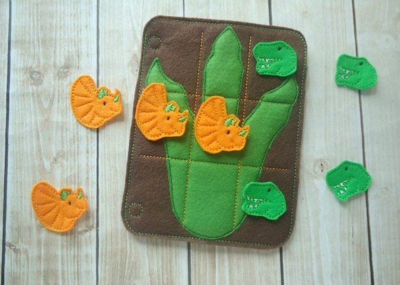 Dinosaur Tic Tac Toe Game Activity Page Quiet Book Machine Embroidery Design