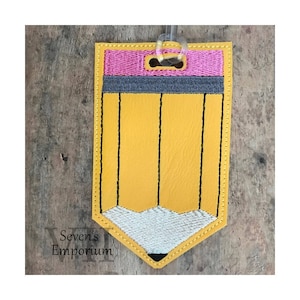 Pencil Luggage Bag Tag Feltie Machine Embroidery Design