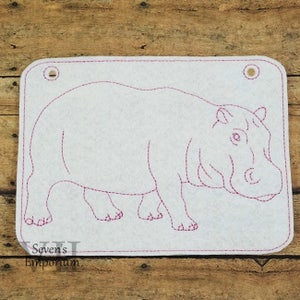 Hippopotamus Hippo In The Hoop Coloring Page Machine Embroidery Design