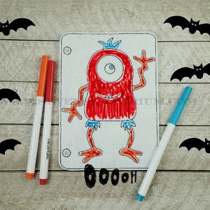 Alien Monster In The Hoop Doodle-It Coloring Page Machine Embroidery Design