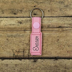 Eraser Key Fob Snap Tab Keychain Machine Embroidery Design