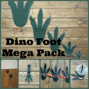 Prähistorische Dinosaurier Fußpackung Mega Hoop Maschine Stickerei Design