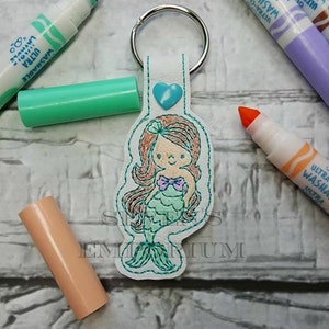 Mermaid Key Fob Snaptab Keychain Machine Embroidery Design